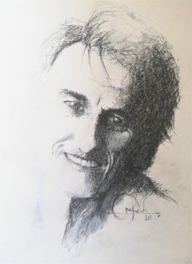 Drawing titled "eric" by Roland Guyomard, Original Artwork, Conté