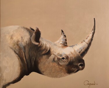Malerei mit dem Titel "Rhinocéros" von Roland Guyomard, Original-Kunstwerk, Acryl