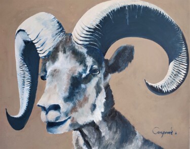 Painting titled "Mouflon" by Roland Guyomard, Original Artwork, Acrylic