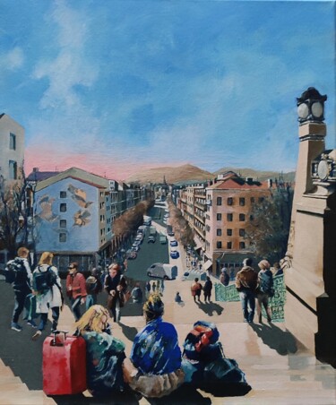 Painting titled "Gare st Charles" by Roland Guyomard, Original Artwork, Acrylic