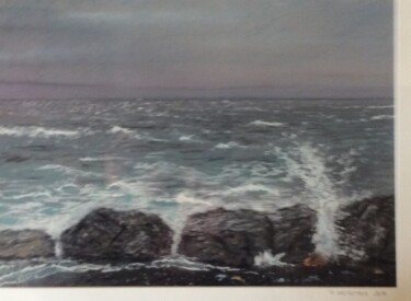 Tekening getiteld "Woelige zee in Tene…" door Roland Heirman, Origineel Kunstwerk, Pastel