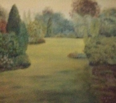 Painting titled "Park in Wuppertal" by Roland Heirman, Original Artwork, Oil Mounted on Wood Stretcher frame