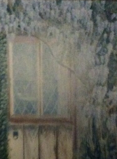 Painting titled "Oude deur overwoeke…" by Roland Heirman, Original Artwork, Oil Mounted on Wood Stretcher frame