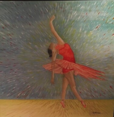 Painting titled "ballerina in the sp…" by Roland Heirman, Original Artwork, Oil Mounted on Wood Stretcher frame