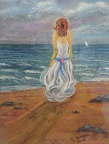 Malerei mit dem Titel "Verloren bruid" von Roland Heirman, Original-Kunstwerk, Pastell