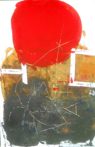Malerei mit dem Titel "Hauptsache rot" von Roland Hoelderle, Original-Kunstwerk, Acryl