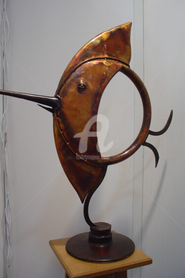 Escultura titulada "Flat fisch" por Issro, Obra de arte original, Metales