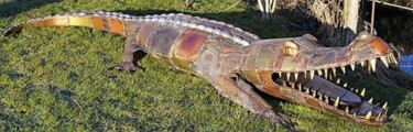 Γλυπτική με τίτλο "Crocodile" από Issro, Αυθεντικά έργα τέχνης, Μέταλλα