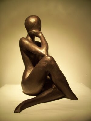 Sculpture intitulée "La pensive" par Roland Saurel, Œuvre d'art originale