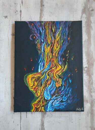 Painting titled "Flammen (Acryl 30x4…" by Roland Schötzau, Original Artwork, Acrylic