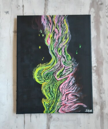 Painting titled "Helle Flammen (Acry…" by Roland Schötzau, Original Artwork, Acrylic