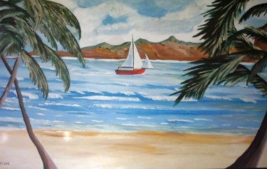 Painting titled "les iles" by Roland Le Thellec, Original Artwork