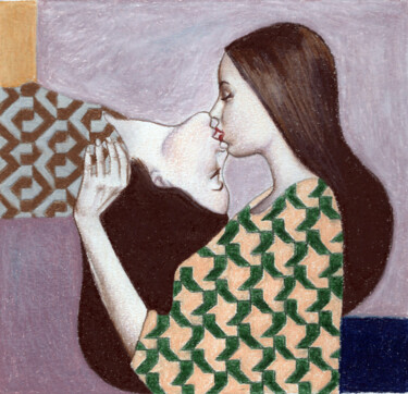 Pittura intitolato "kiss" da Rolando Cicatelli, Opera d'arte originale, Pastello