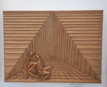 Sculpture titled "Pieta'" by Rolando Sampaolesi, Original Artwork, Wood