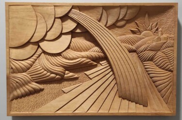 Escultura titulada "Paesaggio" por Rolando Sampaolesi, Obra de arte original, Madera Montado en Panel de madera
