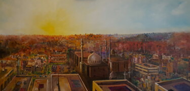Peinture intitulée "Cairo Sunset from t…" par Roland Prime, Œuvre d'art originale, Huile