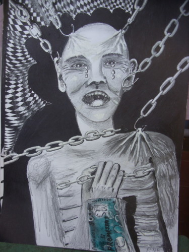 Desenho intitulada "tortura paga" por El Rei, Obras de arte originais, Tinta