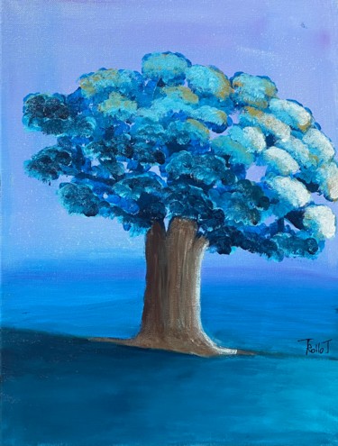 Painting titled "Arbre solitaire" by Thomas Rollot, Original Artwork, Acrylic