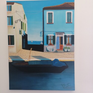 Painting titled "Le grand canal" by Roland Brunet, Original Artwork, Oil