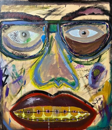 Картина под названием "Взгляд" - Рома, Подлинное произведение искусства, Акрил Установлен на Деревянная панель