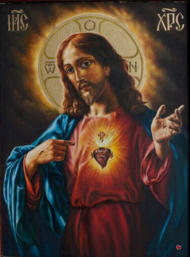 Peinture intitulée "Иисус Господь" par Roma Las Kov, Œuvre d'art originale, Huile Monté sur Châssis en bois