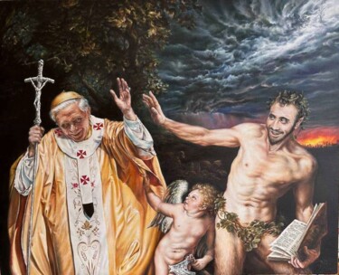 Pintura intitulada "Благословение" por Roma Las Kov, Obras de arte originais, Óleo Montado em Painel de madeira