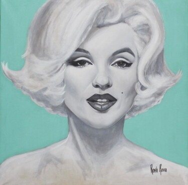 Peinture intitulée "Marilyn in green" par Romà Roka, Œuvre d'art originale, Acrylique