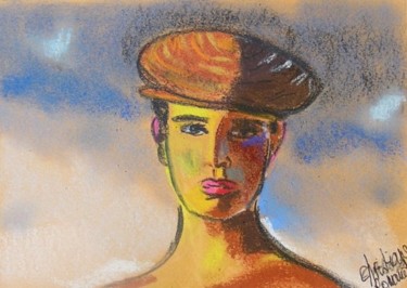 Peinture intitulée "femme casquette" par Roma, Œuvre d'art originale