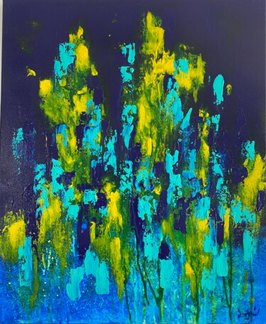 Painting titled "Light blue" by Romain Bellet, Original Artwork, Acrylic Mounted on Wood Stretcher frame