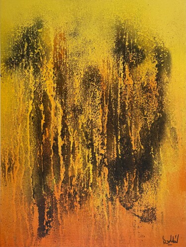 Malerei mit dem Titel "Mini golden sunset" von Romain Bellet, Original-Kunstwerk, Acryl Auf Karton montiert