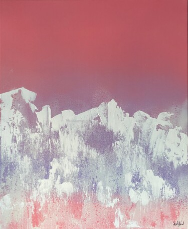 Painting titled "Mountains" by Romain Bellet, Original Artwork, Acrylic Mounted on Wood Stretcher frame