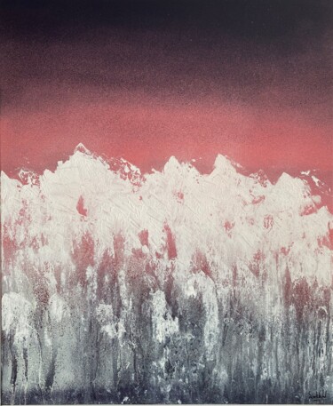 Painting titled "Mountains II" by Romain Bellet, Original Artwork, Acrylic Mounted on Wood Stretcher frame