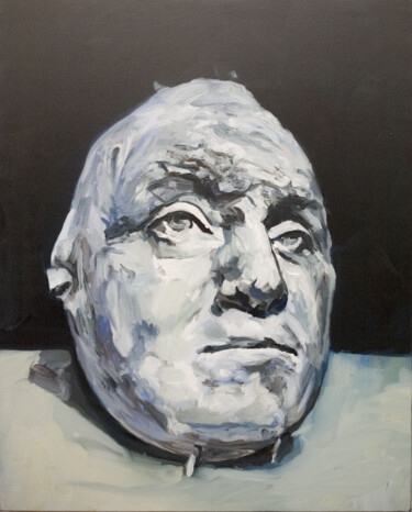 Schilderij getiteld "Life mask from Geor…" door Romain Héjé, Origineel Kunstwerk, Olie