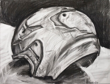 Рисунок под названием ""The lost helmet" -…" - Romain Héjé, Подлинное произведение искусства, Древесный уголь