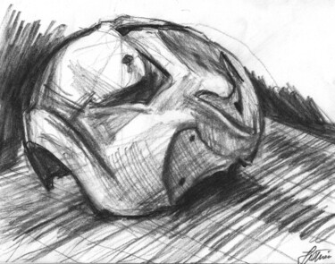 图画 标题为“Casque de motard -…” 由Romain Héjé, 原创艺术品, 木炭
