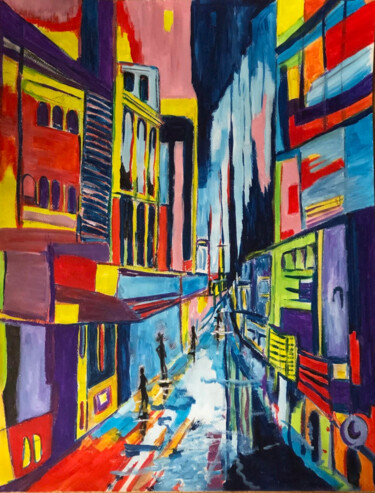 Painting titled "URBA CITY" by Romain Mary, Original Artwork, Gouache