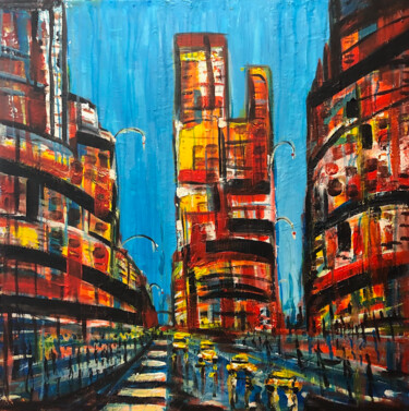 Malerei mit dem Titel "Time Square" von Romain Mary, Original-Kunstwerk, Acryl