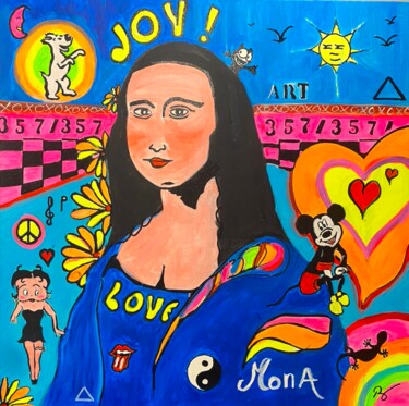 Painting titled "Mona Lisa on the st…" by Romain Mary, Original Artwork, Acrylic