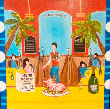 Peinture intitulée "le Restaurant" par Romain Mary, Œuvre d'art originale, Acrylique