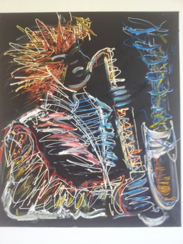 Painting titled "sax0" by Romain Mary, Original Artwork, Oil