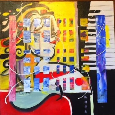 Картина под названием "femme  au piano" - Romain Mary, Подлинное произведение искусства, Масло Установлен на Деревянная рама…