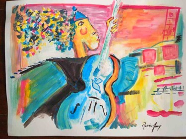 Картина под названием "el musician" - Romain Mary, Подлинное произведение искусства, Гуашь
