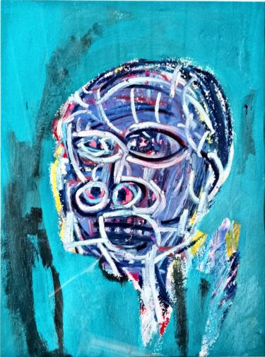 Painting titled "PERIODE BLEUE" by Romain Pouille, Original Artwork, Acrylic Mounted on Wood Stretcher frame