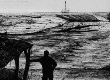 Dessin intitulée "Alone" par Romain Rousseau, Œuvre d'art originale, Stylo à bille