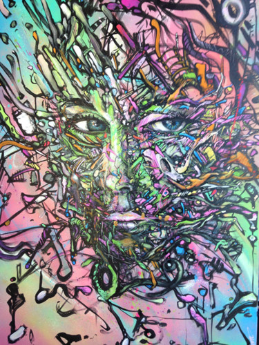 Painting titled "visage1.jpg" by Romain Tran Ngoc, Original Artwork, Acrylic