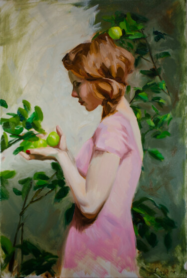 Painting titled "Lime" by Romain Eugène, Original Artwork, Oil Mounted on Wood Stretcher frame