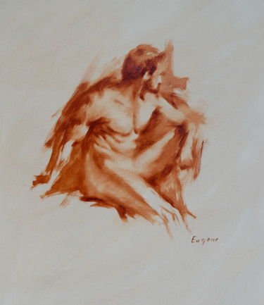 Painting titled "Nu en Monochrome 06" by Romain Eugène, Original Artwork, Oil