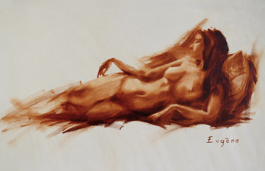 Painting titled "Nu en Monochrome 09" by Romain Eugène, Original Artwork, Oil