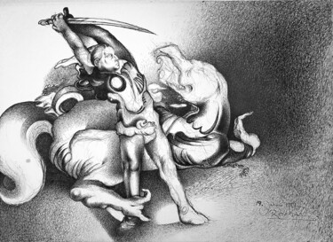 Tekening getiteld "The defeat of weakn…" door Roman, Origineel Kunstwerk, Gelpen