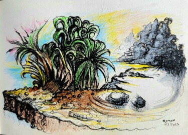 Tekening getiteld "Mediterranean Veget…" door Roman, Origineel Kunstwerk, Inkt